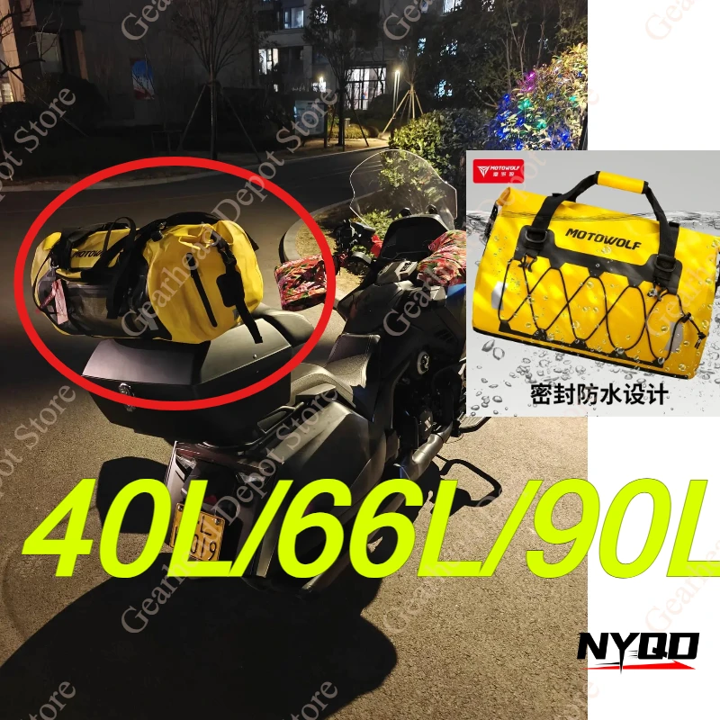 Motowolf 40L/66L Expandable Waterproof Motorcycle Saddlebag Tail Bag Large Capacity PVC Travel Luggage Camping  Cycling,Hiking