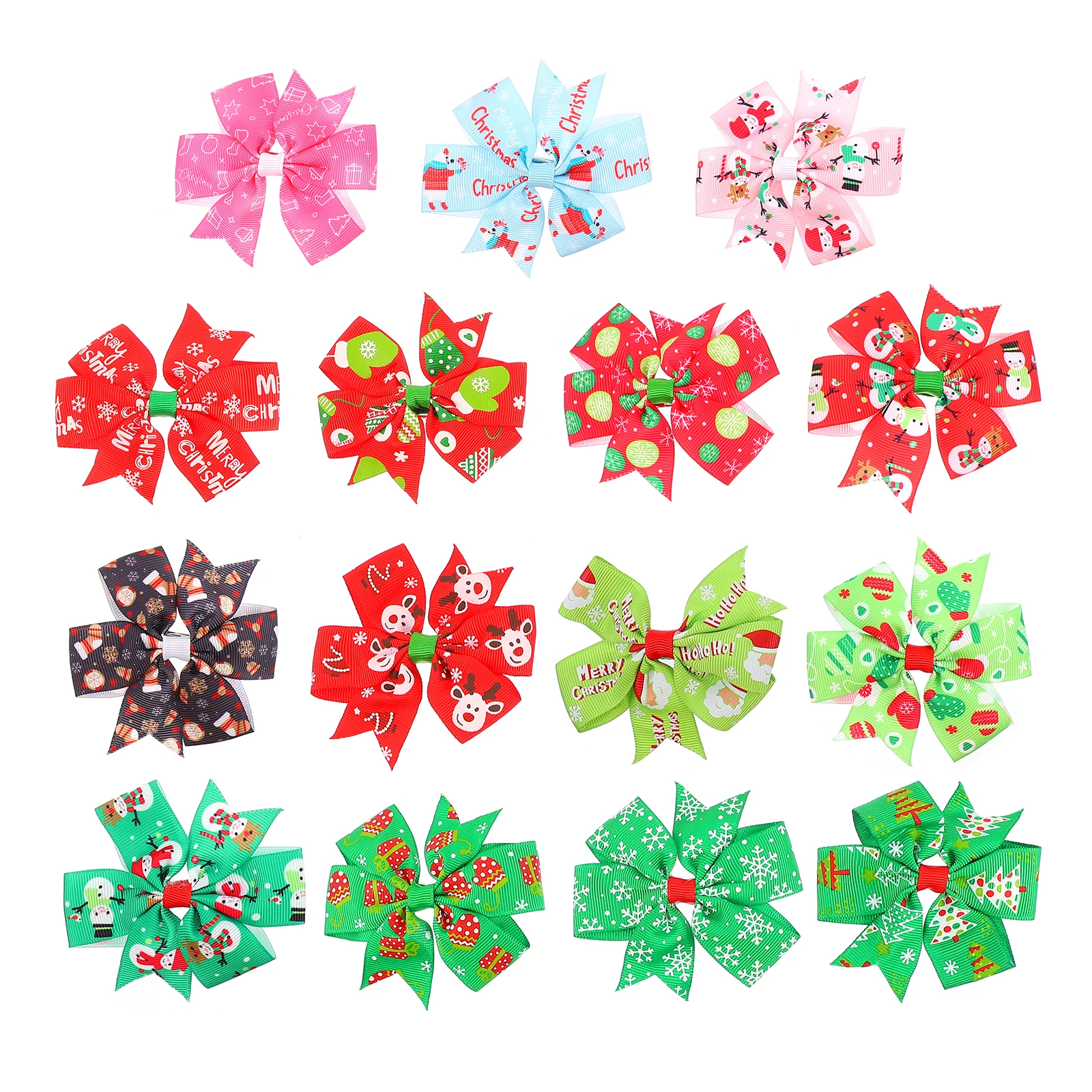 

15 Pcs Christmas Bow Hairpins Mini Claw Barrettes Children Kids Headdress Warm Color Daily Wear High Quality Tough Smooth Hair