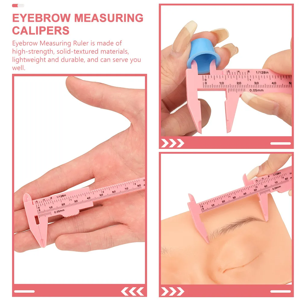 Eyebrow Measuring Ruler Plastic Positioning Caliper Professional Sliding Scale Makeup Tool Accurate Internal External Dimension