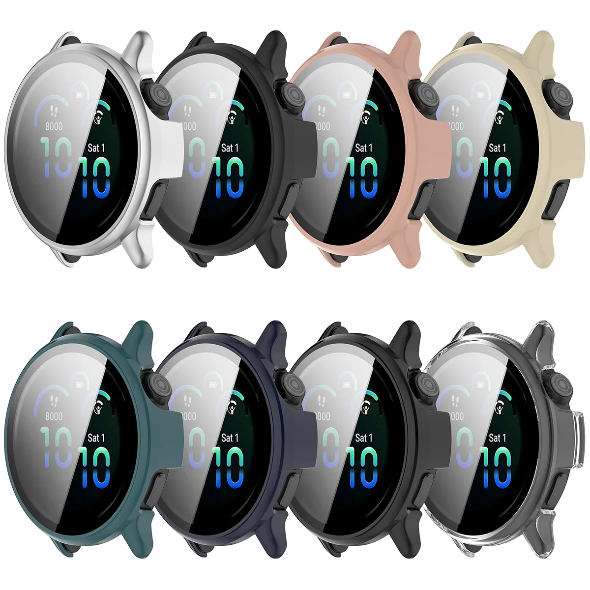 ل Garmin Vivoactive 6 حافظة PC حامي الزجاج المقسى غطاء الفيلم شل الإطار الوفير نصف غلاف مقاوم للصدمات #6