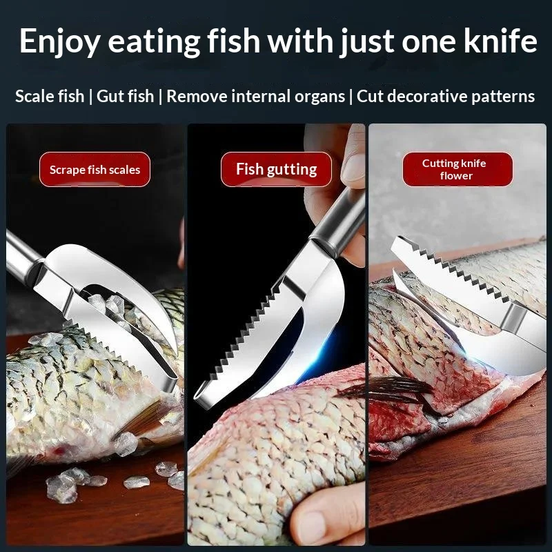 Fish Scaler  3 in 1 Scale Scraper Cutter Digging for Restaurant Home Kitchen Seafood Cleaner