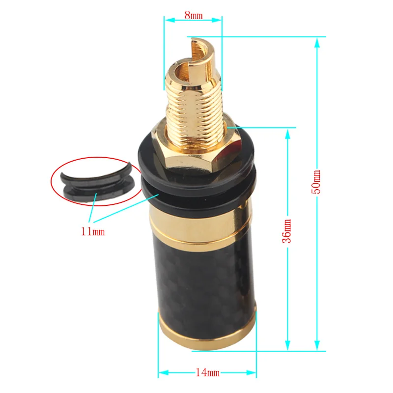 Poste de encuadernación de Audio HiFi de 4 piezas, Terminal chapado en oro de fibra de carbono, interfaz de enchufe Banana para amplificador, altavoz, reproductor de CD