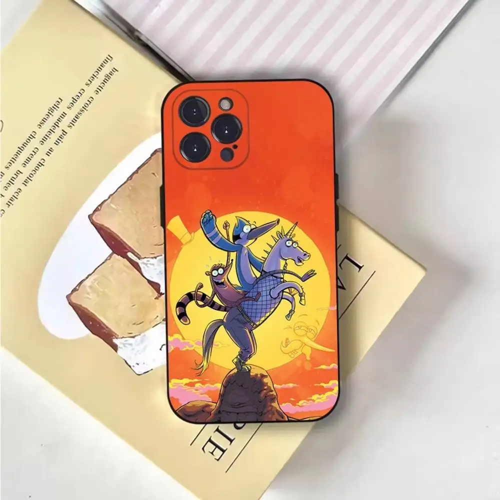 Cartoon R-Regular Show   Phone Case For iPhone 17,16,15,14,13,12,Pro,Max,Plus,E,SE4,Air,Mini Black Soft Cover