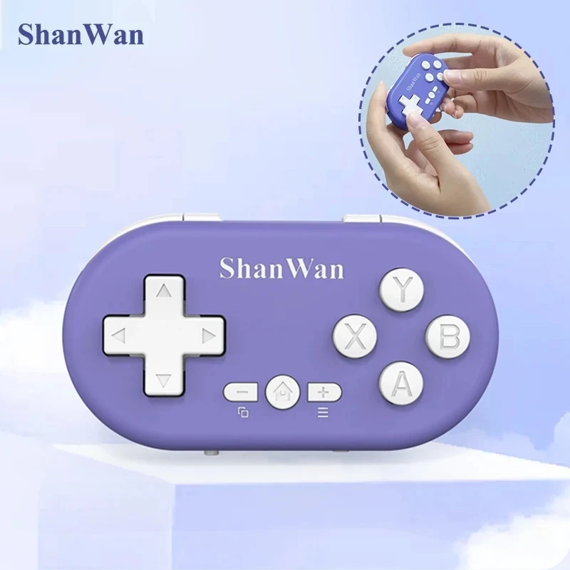 Shanwan Gamepad Mini nirkabel, kontroler Bluetooth mikro ukuran saku untuk Switch/Android/iOS dan Windows