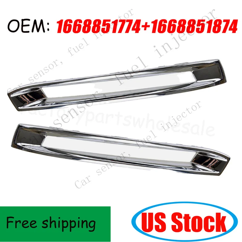 Q+ 1Pair Front Fog Light Cover Chrome Trim FOR 2013-2016 Benz X166 GL 1668851774