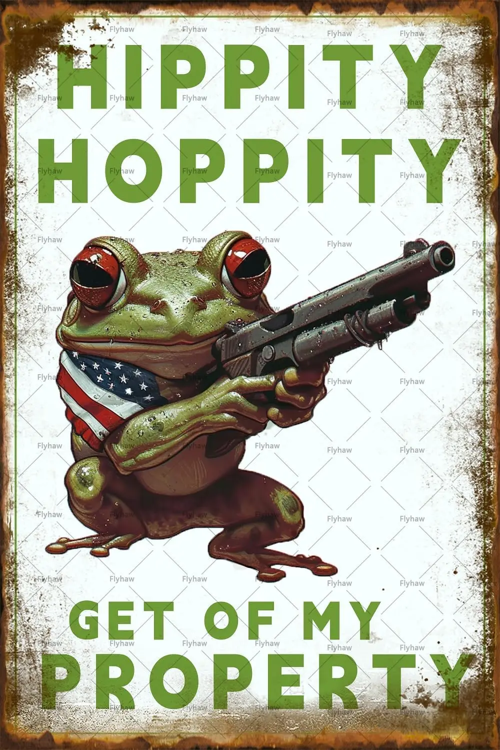 Hppty Hoppty Get Off My Propey Sgn Frog Room Decor Funny Vntge Metl Tn Sgns No Trespssng Prvte Propey Sgns Cool Stuff Poster