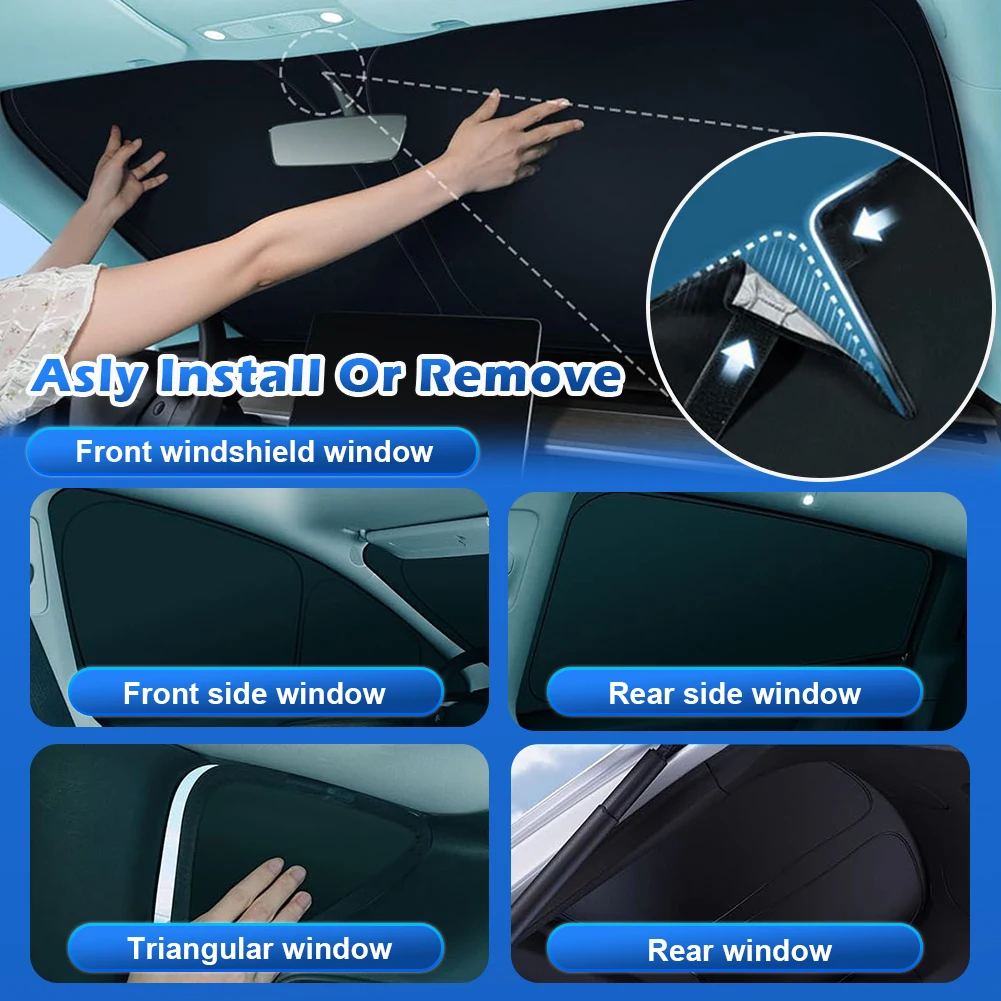 

8Pcs/Set Car Windows Sun Shade UV Protection Total Blackout Sun Visors Auto Sun Shade for TESLA Model Y 2020-2024 Accessories