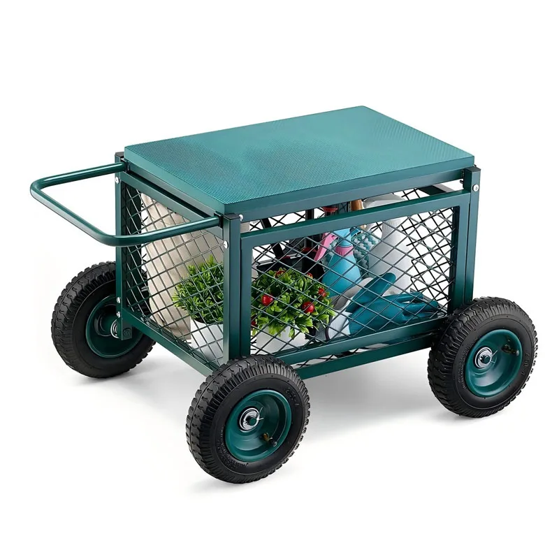 4 Wheel Alloy Steel Hand Trolley Lightweight Durable Aluminum Construction Cart For Warehouse Factory Goods Handling Shipping