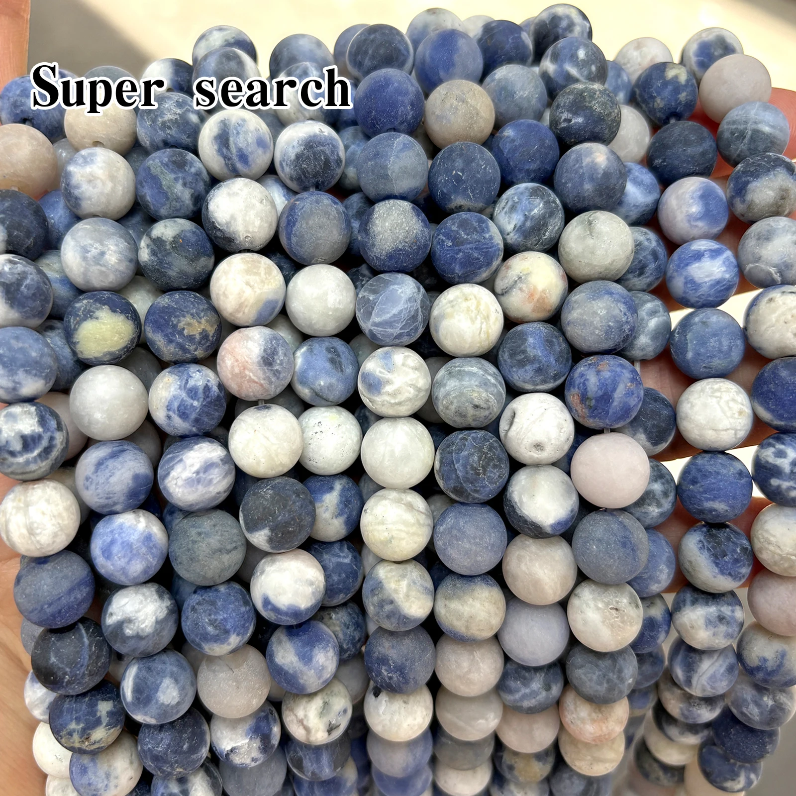 Natural Stone Matte Blue Sodalite Round Loose Beads 15