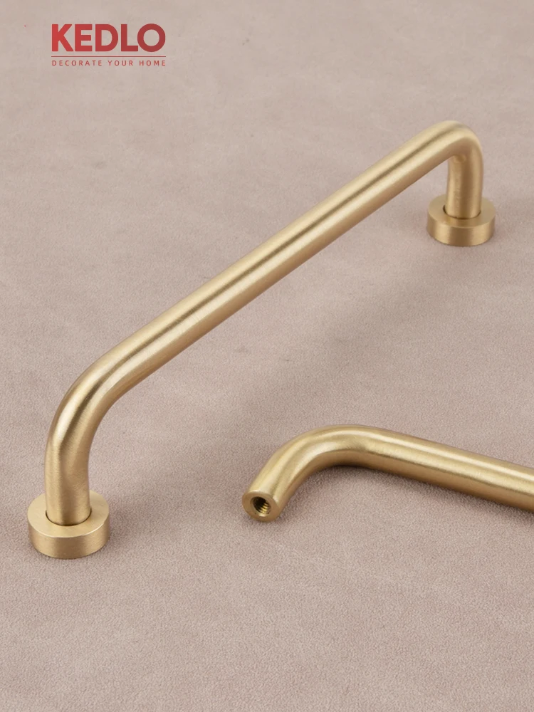 KEDLO Modern Minimalist Solid Brass Long Pull Bathroom Towel Rack Armrest Kitchen Cabinet Drawer Brushed Brass Handle
