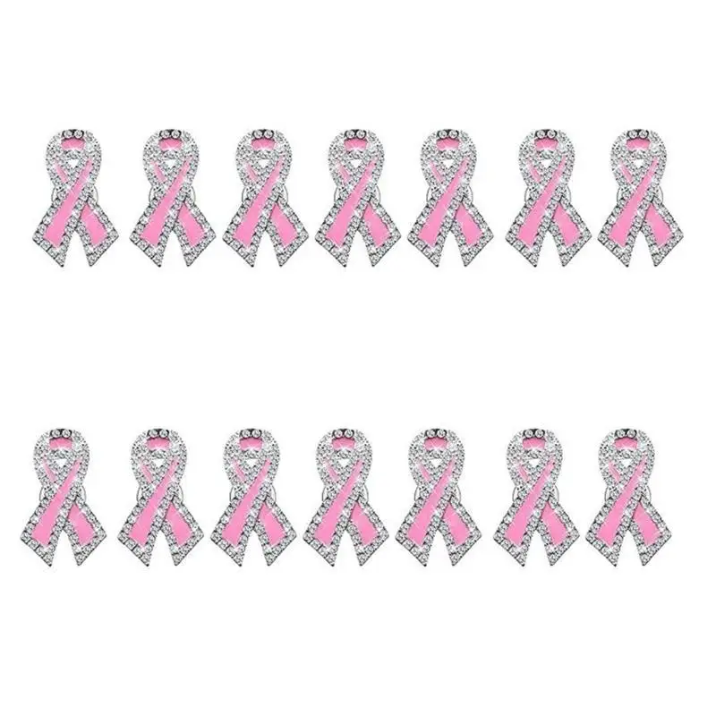 

652F Pink Ribbon Brooch Pins Breast Cancers Awareness Lapel Pins Thoughtful Jewerly