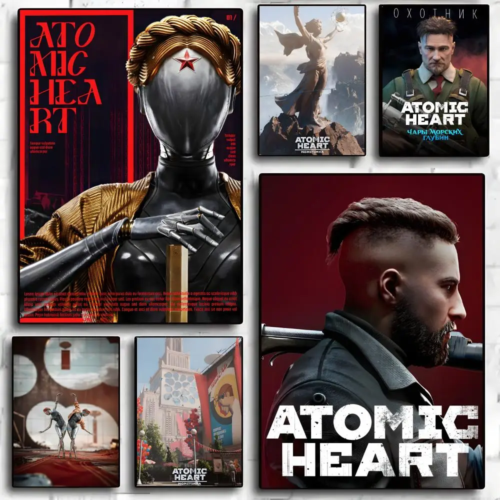 A-Atomic H-Heart Poster Waterproof Wall Art Sticker For Home Living Room Bedroom Bar Vintage Decor High Quality Print Gift
