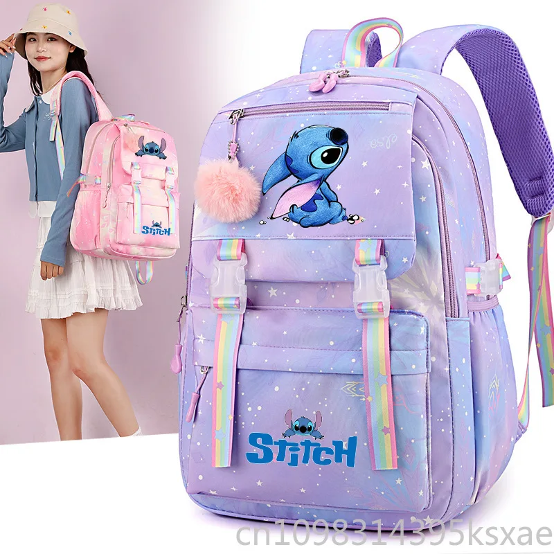 

Disney Stitch Backpack Waterproof Large Capacity School Bag for Girls Kids Travel Rucksack