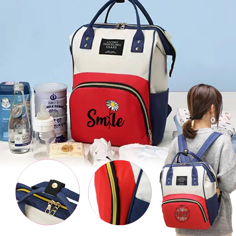 

Mommy Bag Waterproof Diaper and Bottle Storage Backpacks Large Capacity Travel Organizer Bag Nappy Backpack Print Text Pattern