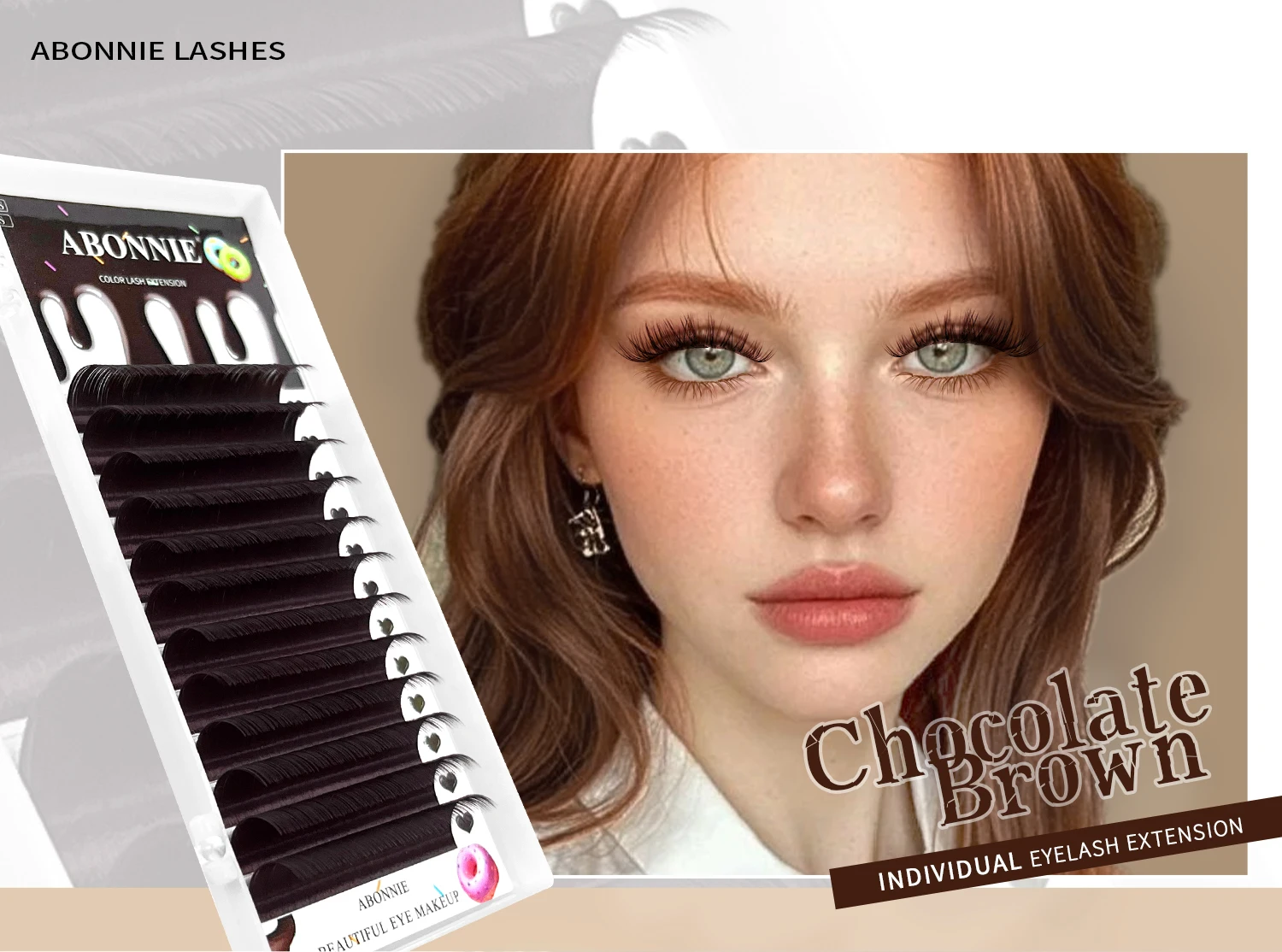 ABONNIE C CC D Curl Naturbraune Wimpernverlängerung Kaschmir Weiche klassische dunkelbraune Wimpernverlängerung – Detail 8