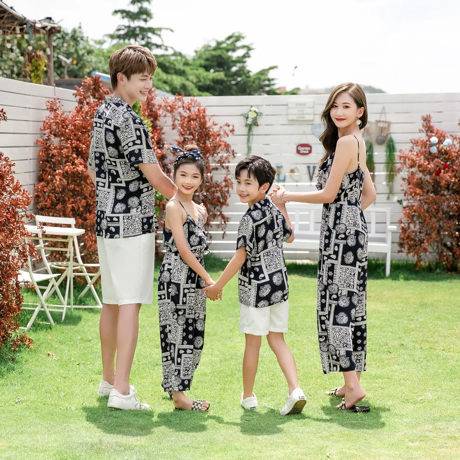 Print Family Matching Outfits Mommy Me Jumpsuit Dad Son Clothing Father Mother and Daughter Clothes Holiday Parent Child Overall