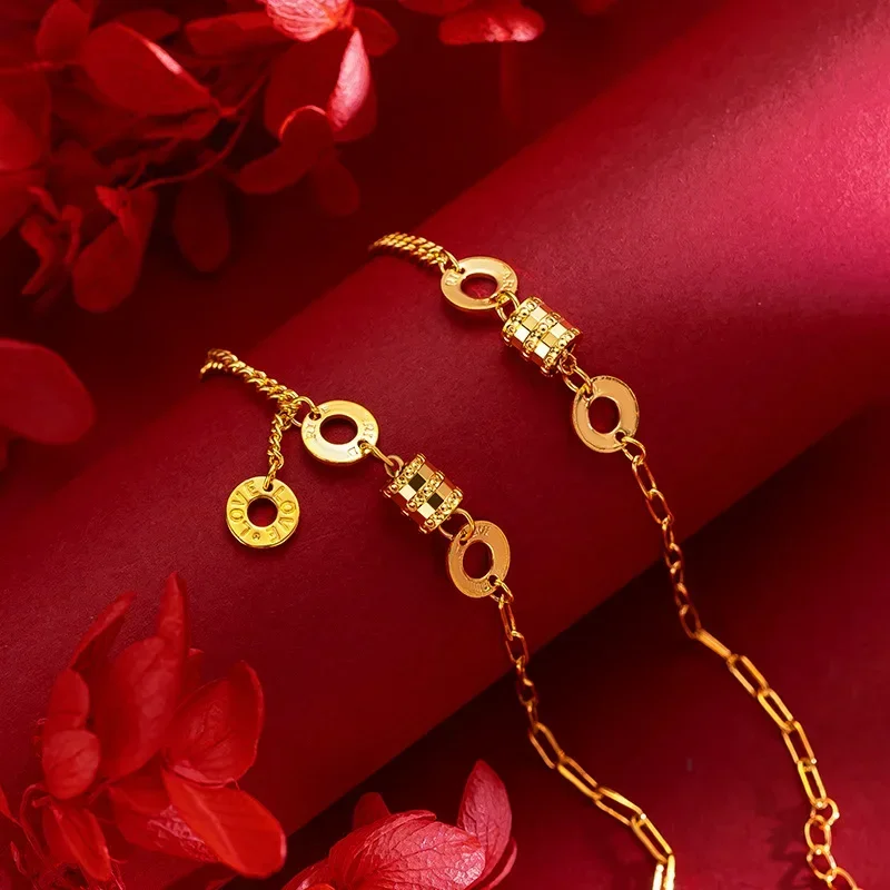 9999 real gold 24K yellow gold Women's High-end Small Waist Bracelet Bracelet