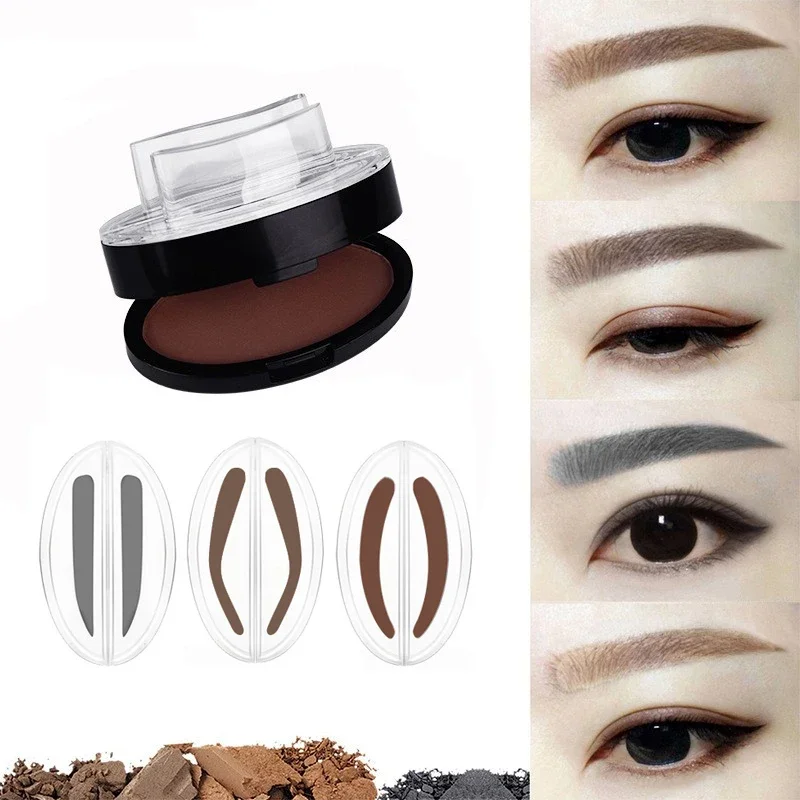 Natural Arched Eyebrow Powder Stamp Quick Makeup Brow Stamps Waterproof Powder Palette for Eyebrows Eye Brow Tint Makeup Tools