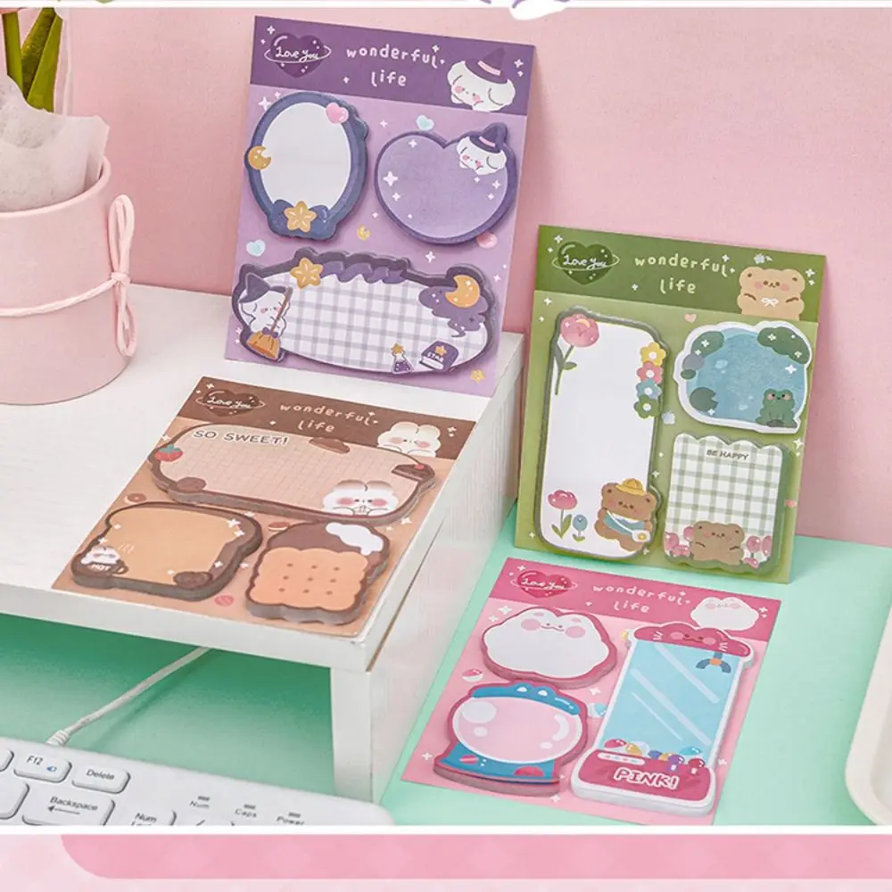 60 قطعة/ورقة ملاحظات لاصقة غريبة مدمجة 3 أنماط ملصقات مذكرة مزخرفة لوحة كرتونية