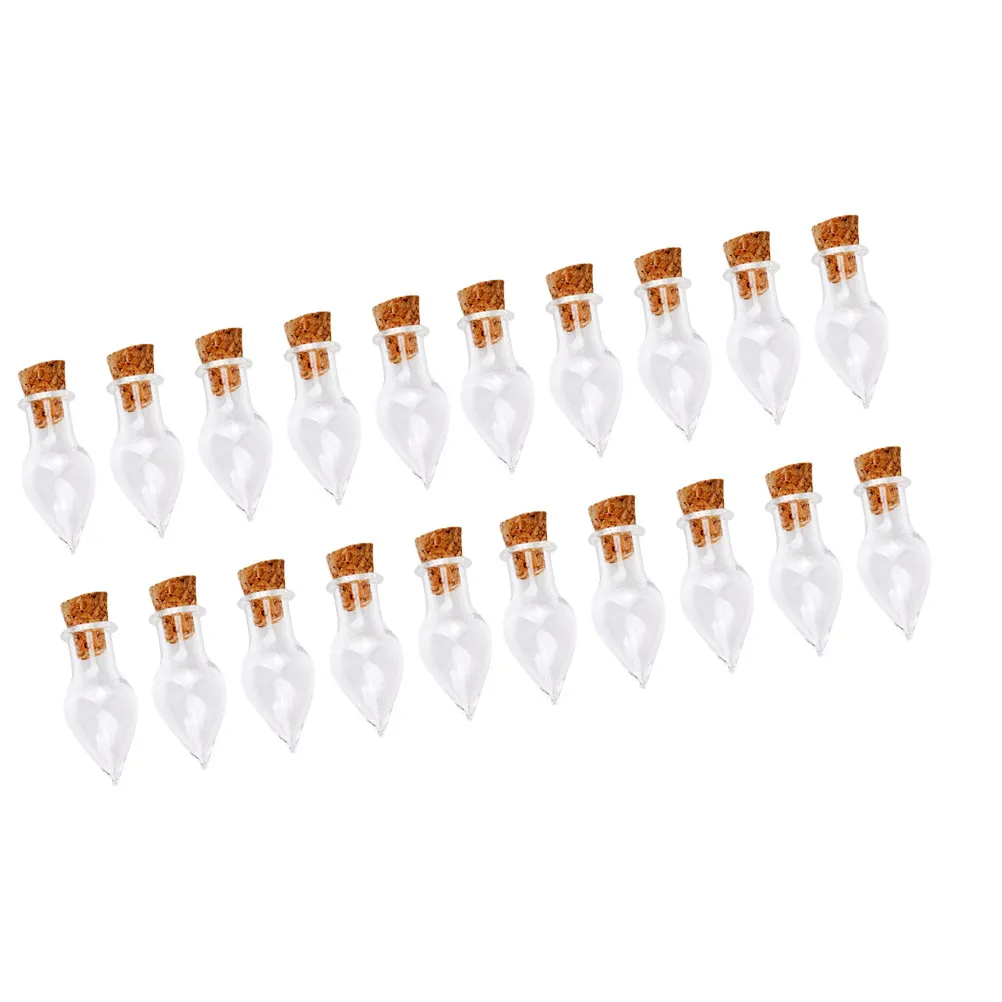 20Pcs Decorative Glass Wishing Bottle Teardrop Style with Wooden Cork for DIY Home Decor Potpourri Perfume Sand Gemstones Flower