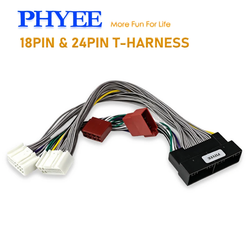 Car Audio T-Harness SOT Lead for Hyundai Kia 18Pin 24Pin, Add Amp Subwoofer ISO Speaker Signal Breakout Wire Harness, Plug&Play