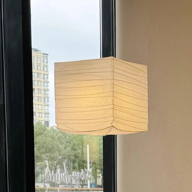 Lampade a sospensione a LED giapponesi Wabi Sabi Sala da pranzo Decorazioni per la casa Lampadario quadrato in carta di riso Illuminazione Lampada a sospensione per camera da letto