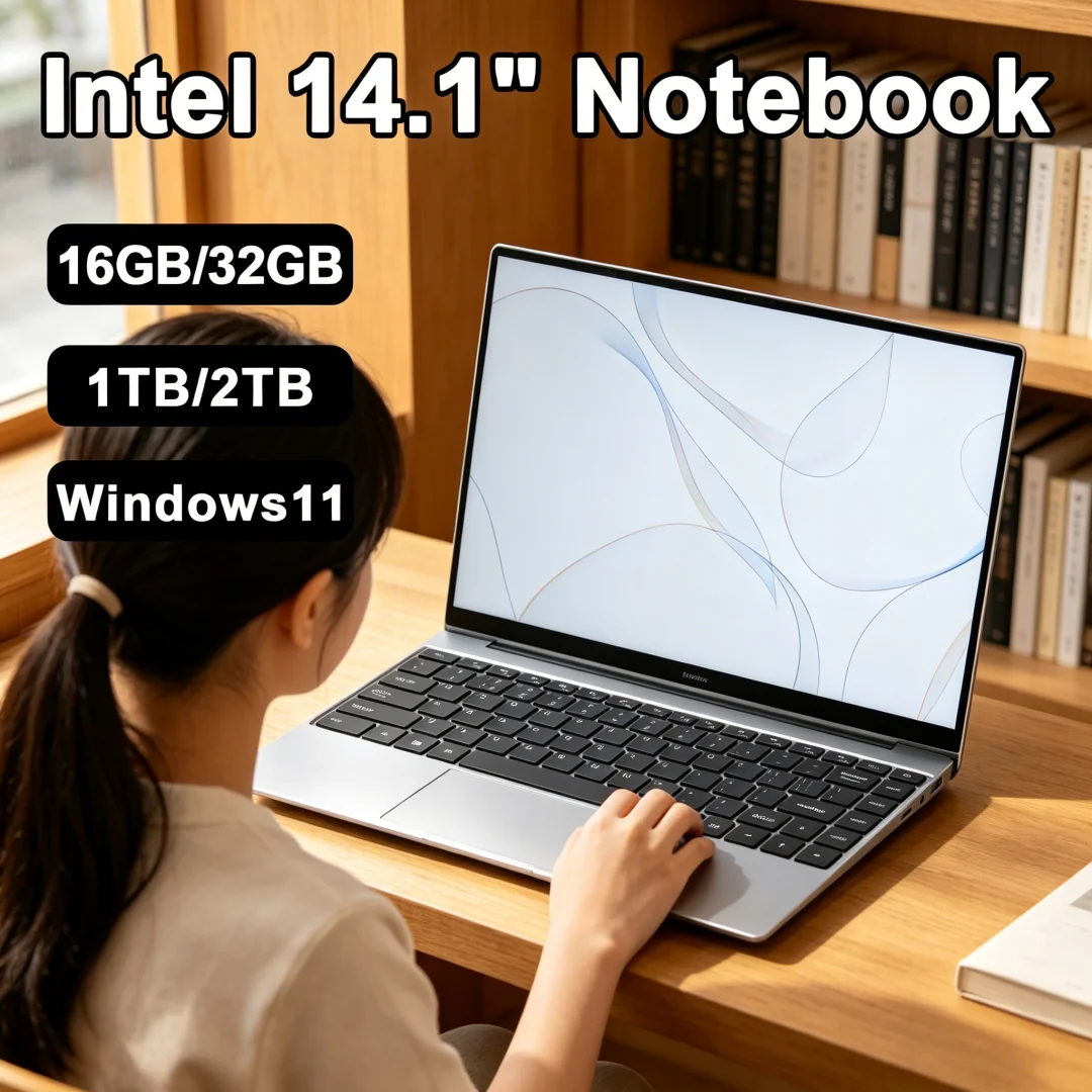 

2026 Premium Intel Laptop Computer 14.1 Inch FHD Gaming Laptops Windows 11 SSD 2TB DDR4 16/32GB PC Notebook 1920*1080 Display