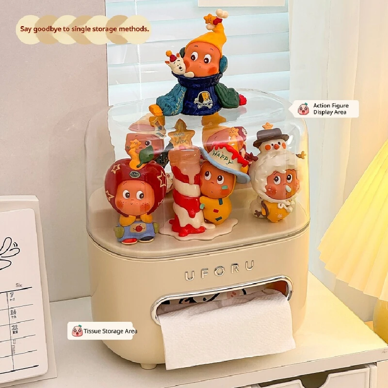 

Creative Dustproof Display Box for Figures Multifunctional Tissue Box Desktop Organizer Home Bedroom Decor Ornament Gift