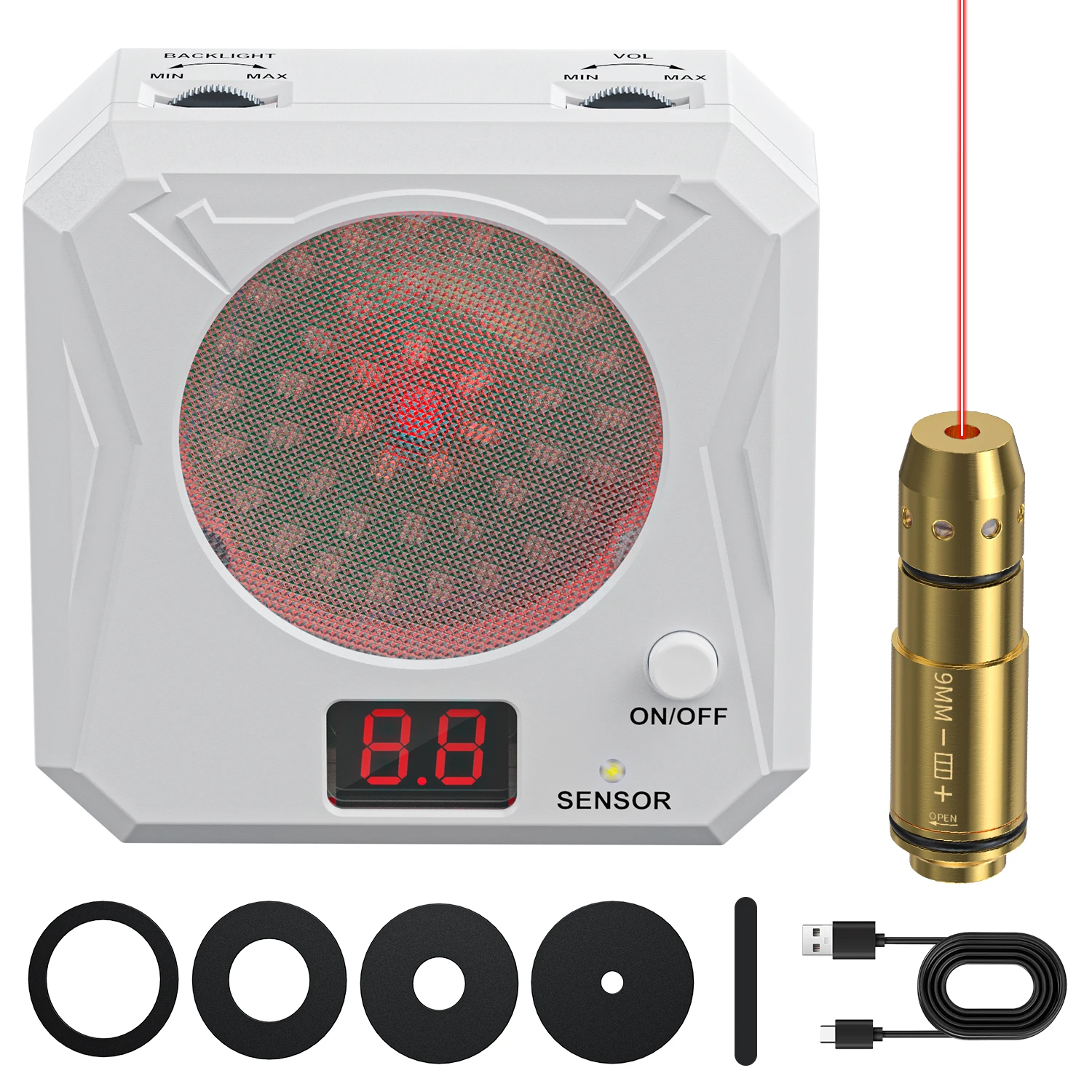 

9mm cone head trainer and laser electronic scoring target for pistol shooting practice