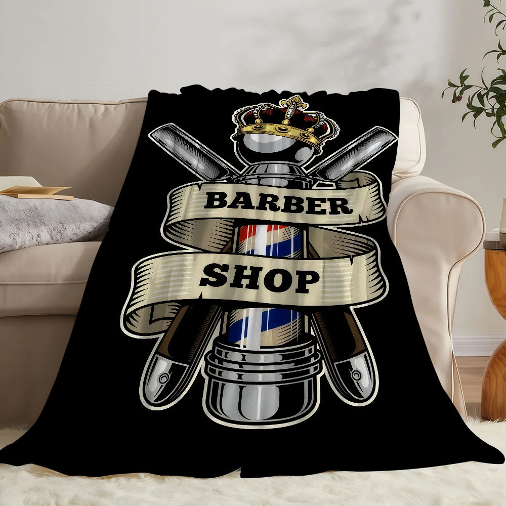Fashion B-Barber Shop Blanket Soft Warm And Thick Perfect For Bedroom Living Room Bed Sofa Camping Picnic Office Gift