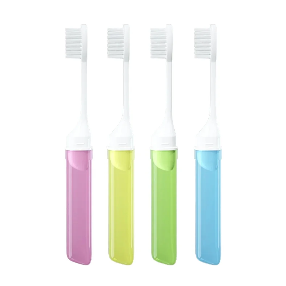 Mini Portable Adult Dental Brush Foldable Travel Toothbrush Transparent Candy‑Color Folding Tooth Brush for Business Trip Travel
