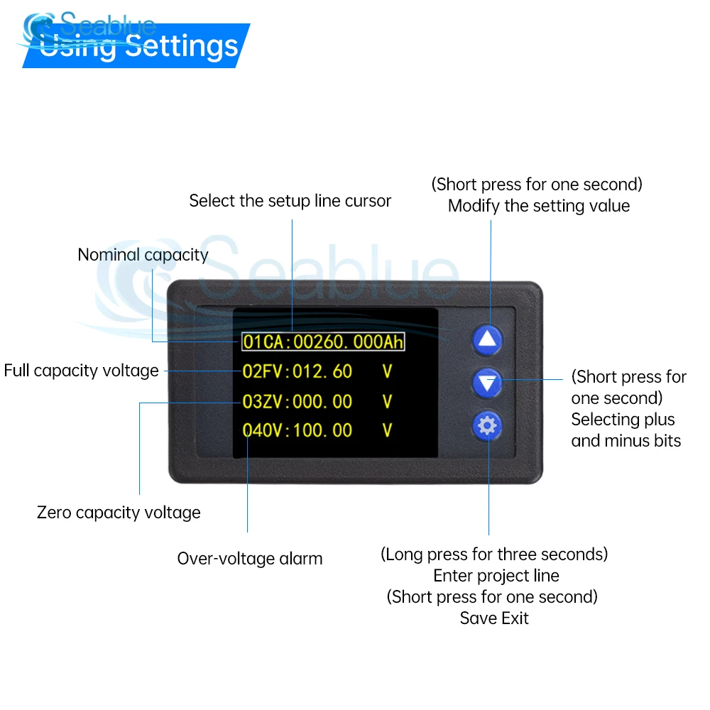 DC 10-100V 50A 100A 200A 300A 400A Coulomb Meter Vehicle Battery Capacity Tester Battery Coulometer for E-bike/Balance Car