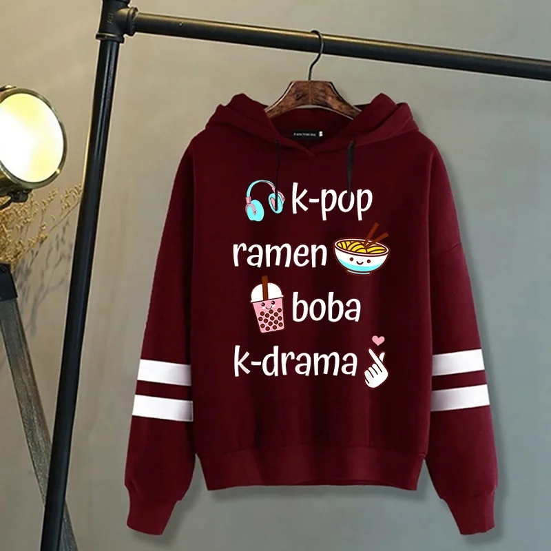 K-POP Ramen Boba K-drama Printing Hoodies Women Men Autumn And Winter Harajuku Sweatshirt Casual Pullover Tops