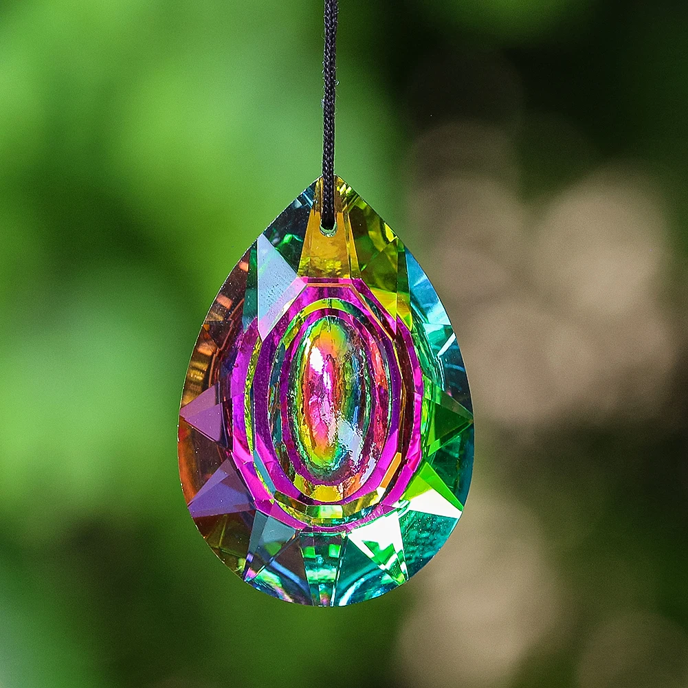 Colorful AB Dragon Eye K9 Prism Crystal Pendant Sun Catcher Lamp Ornament Ball Accessories Hanging Wind Chime Wedding Decoration