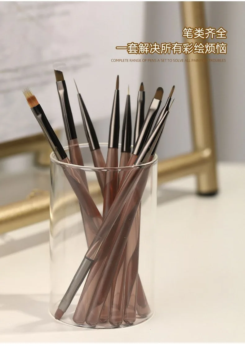 Acrylgel Nail Art Brush Set voor nagels, manicureborstel gereedschapsset voor thuis professionele salon, nagelvoeringborstel en puntjesgereedschap