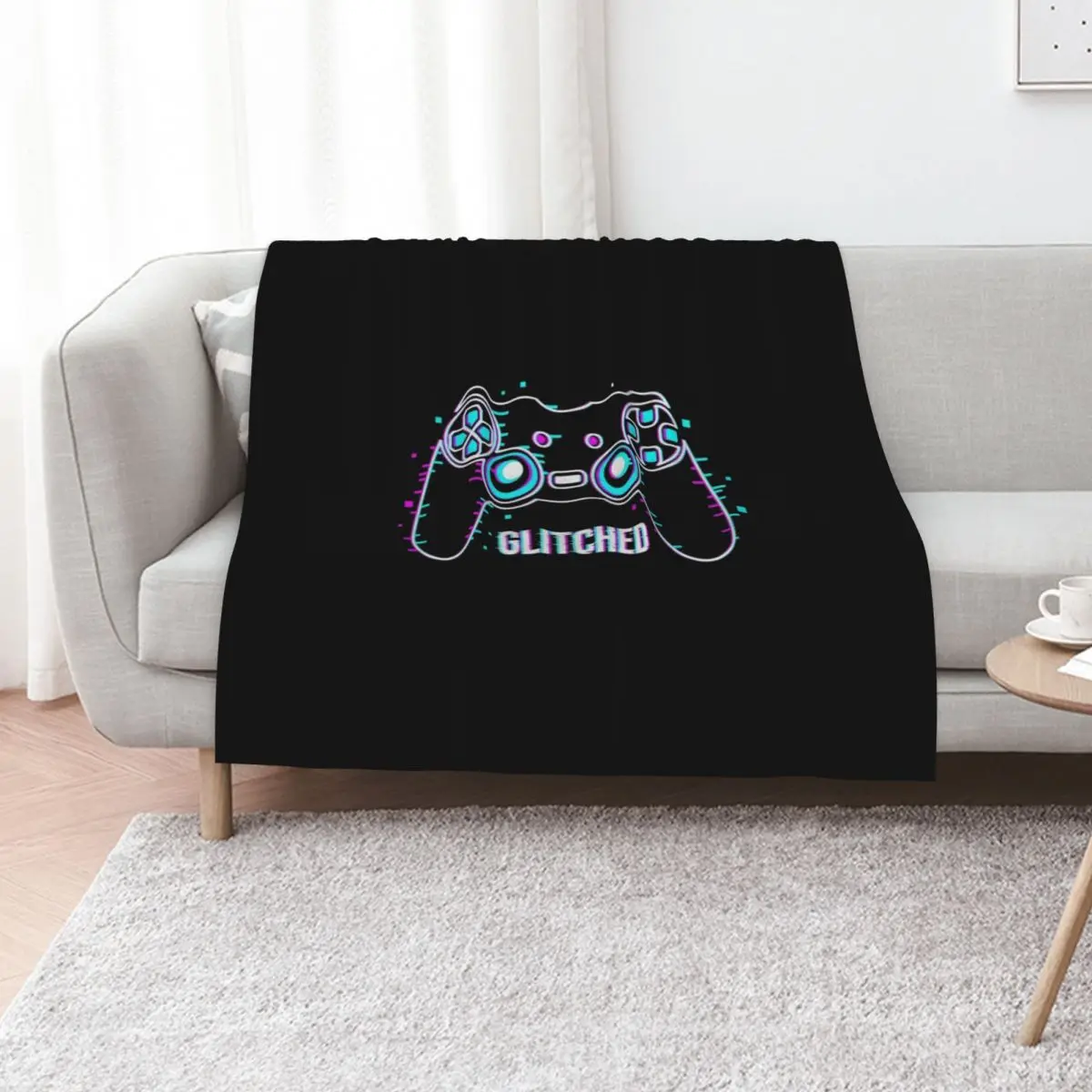 Video Game Controller - Glitched Throw Blanket Vintage Camping Flannel Fabric Bed linens Soft Plush Plaid Blankets