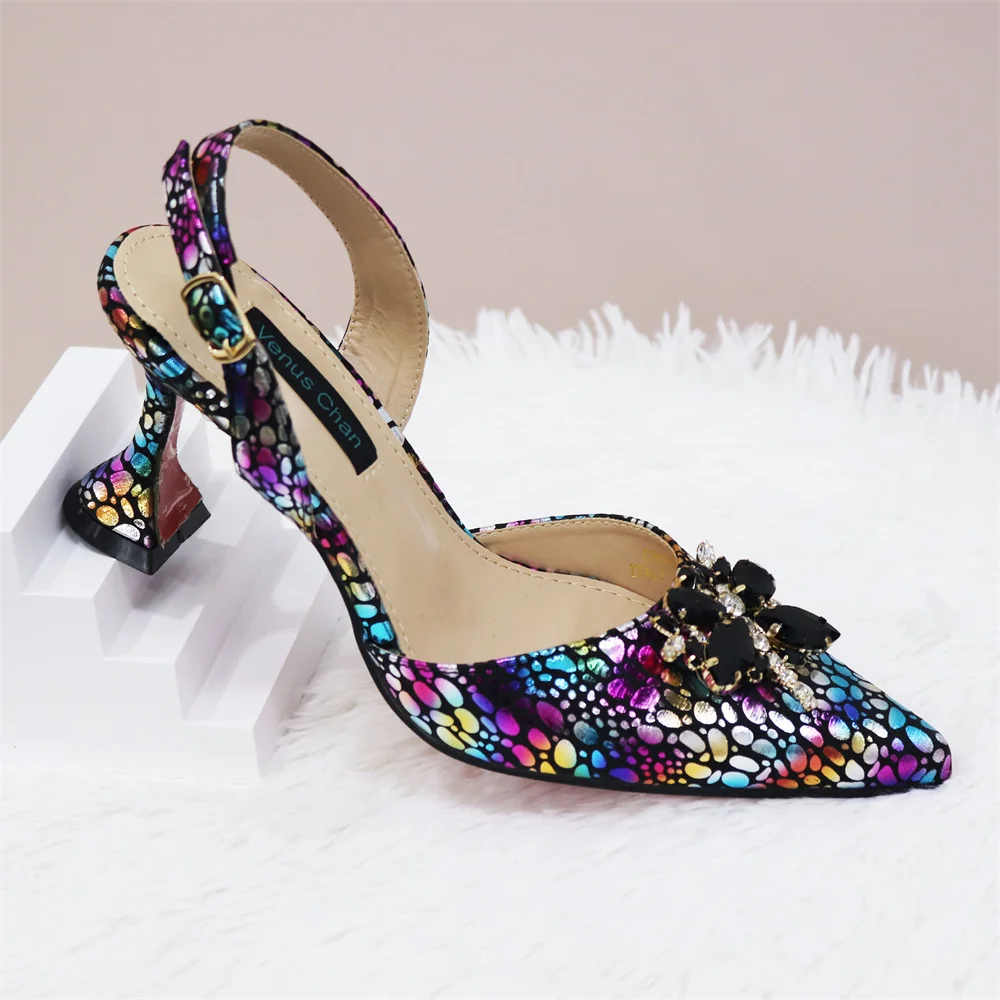 African Women's Party Sandals INS 2024 Hot Pointy Rhinestone Stone High Heels For Women Single Shoes