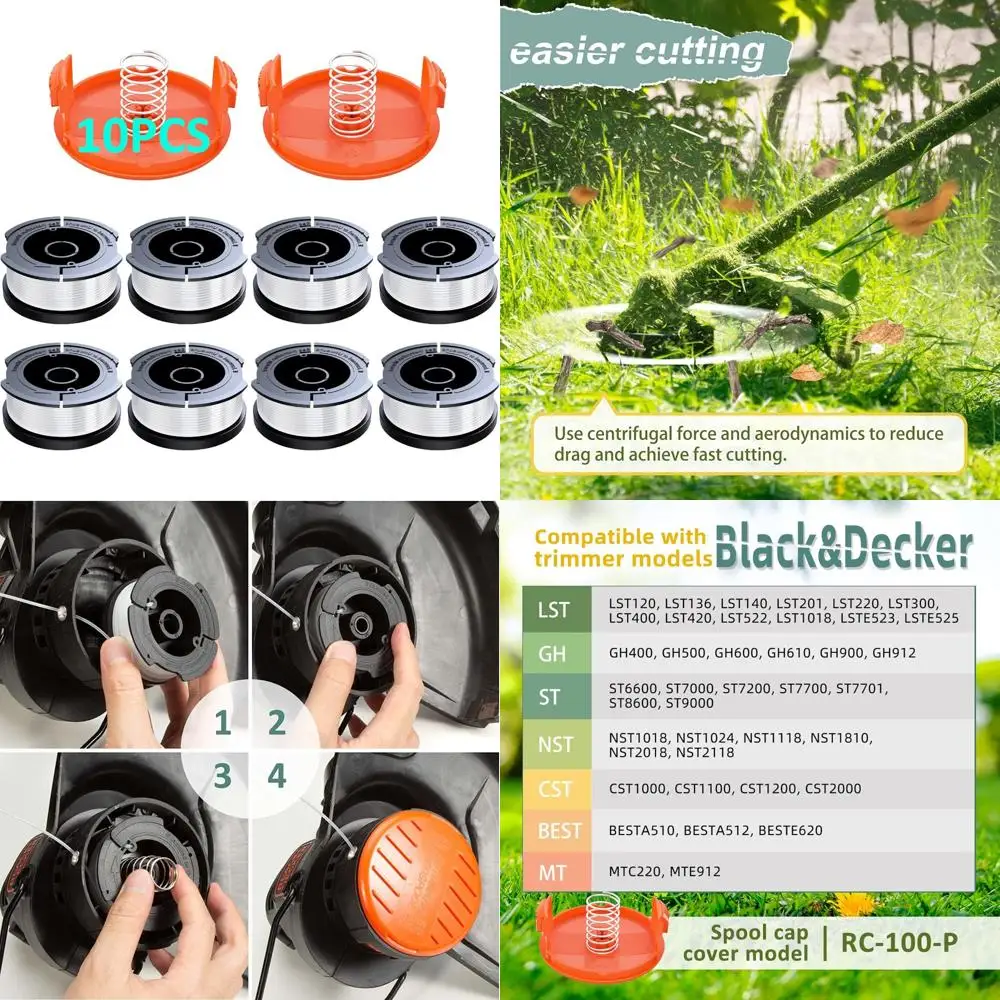 خط بكرة بديل لآلة تشذيب الأعشاب من بلاك اند ديكر - 10 عبوات، 0.065 بوصة، 30 قدمًا للتغذية التلقائية #1