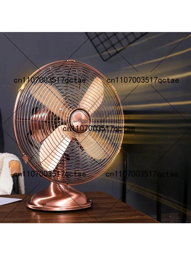 Retro Desktop Oscillating Fan, Powerful Cooling Small Fan for Home Office Desk