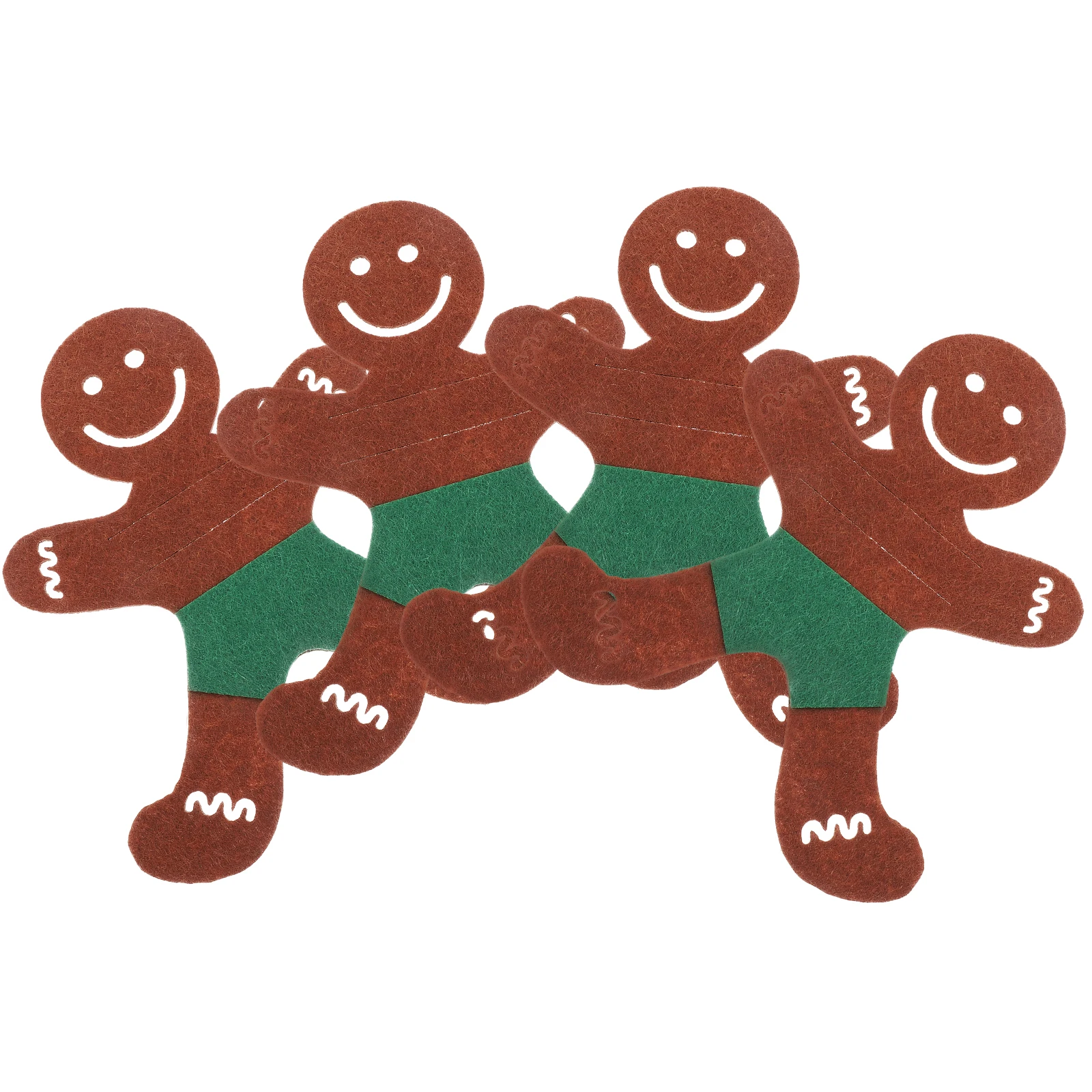 

4 Pcs Gingerbread Man Tableware Set Christmas Decorations Party Supplies Cutlery Pouch Tree Shape