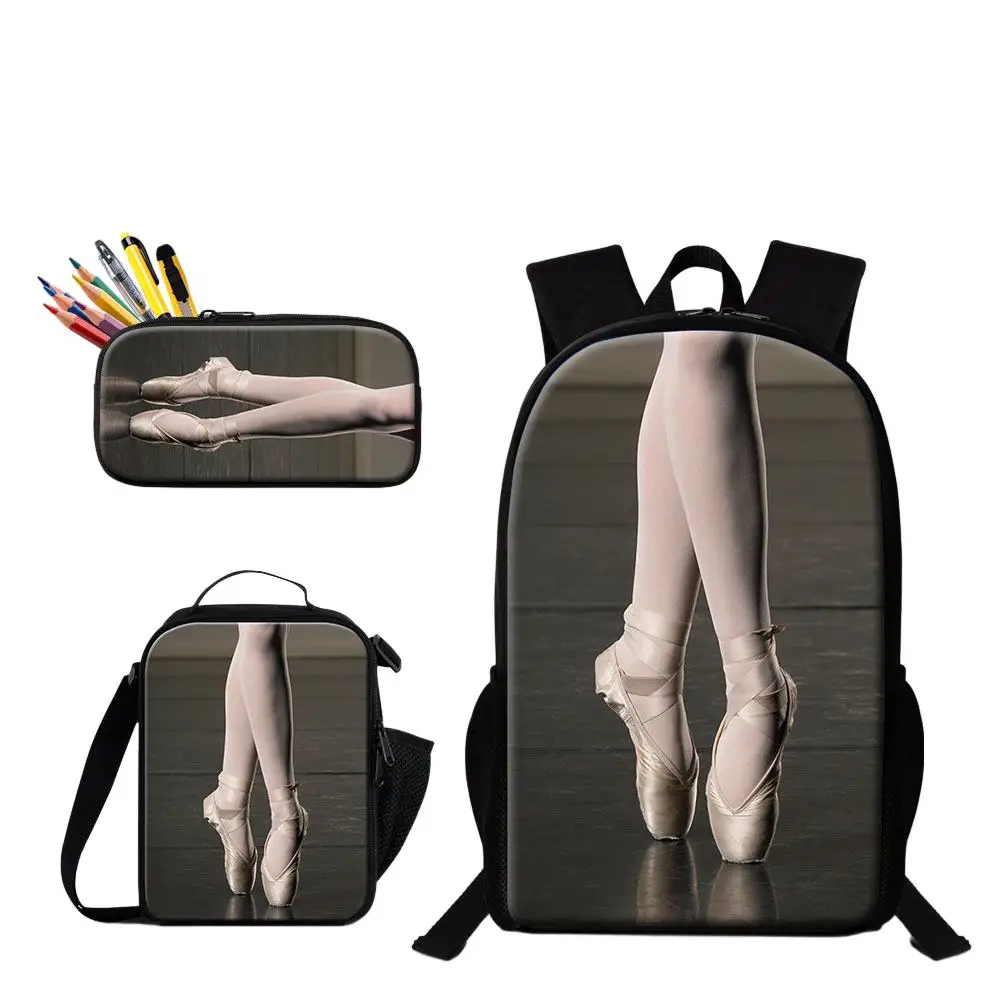 Classic Popular New Ballet 3D Print 3pcs/Set Student School Bags Laptop Daypack Backpack Lunch bag Pencil Case