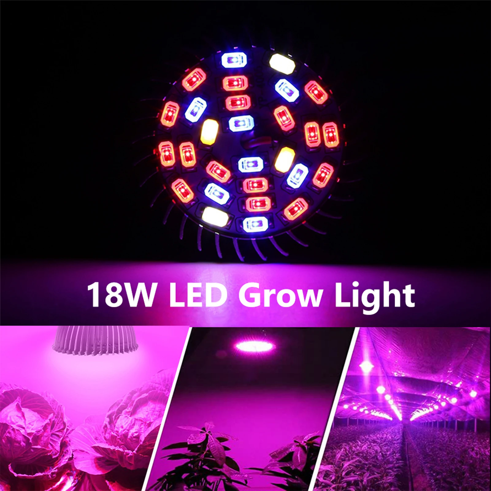 ZK10 Full Spectrum 85-265V 18W 18 LED Grow Light Flower Plant Hydroponic Growth Bulb (E14)