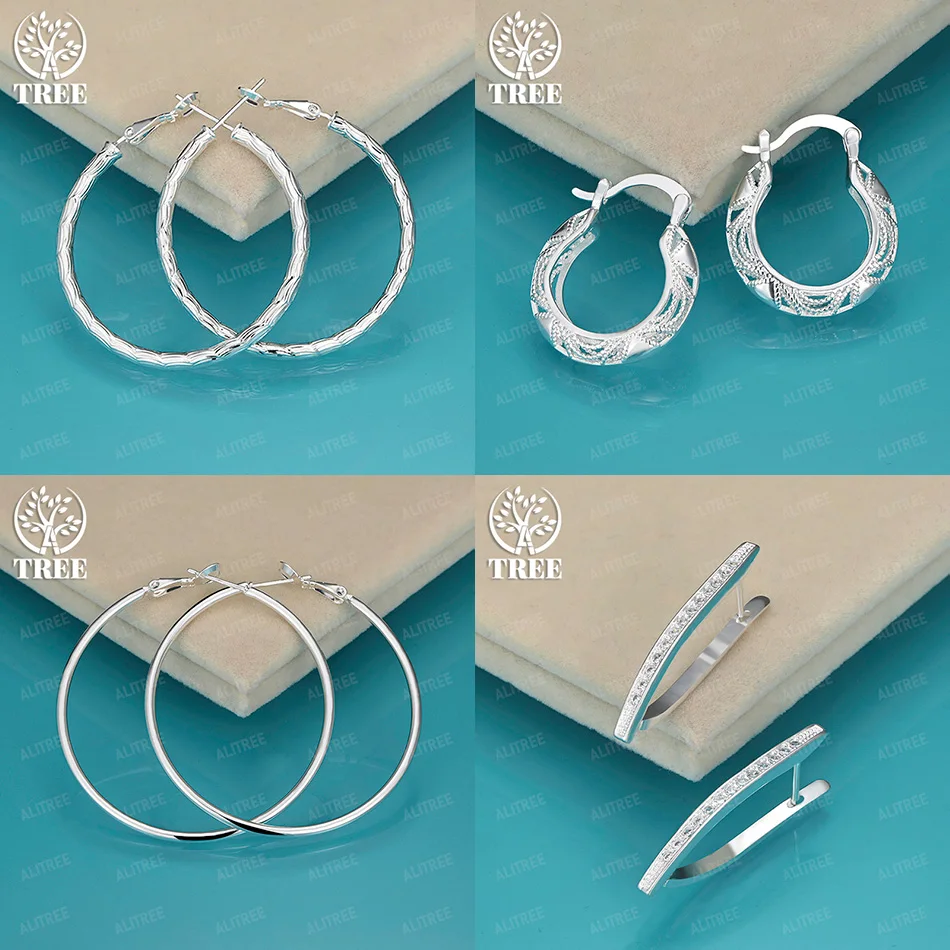 

New Style 925 Sterling Silver V-shape Hoop Earrings Women Luxury Zirconia Jewelry Charm Wedding Party Holiday Gift Accessories