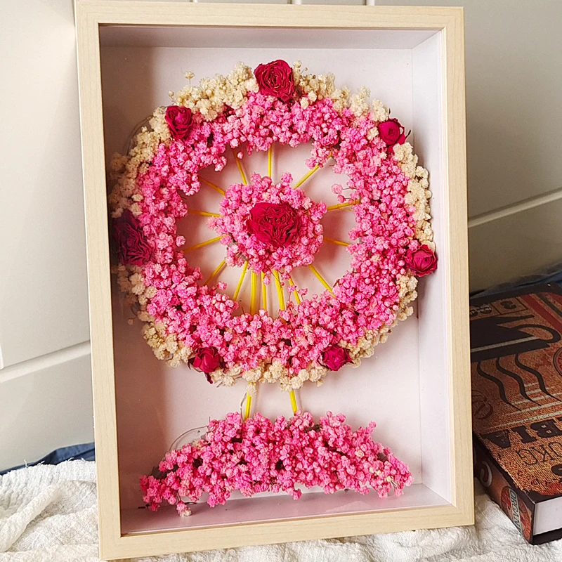 Handmade DIY dried flowers photo frame, private custom decoration picture frame, setting up a Ferris wheel material package,