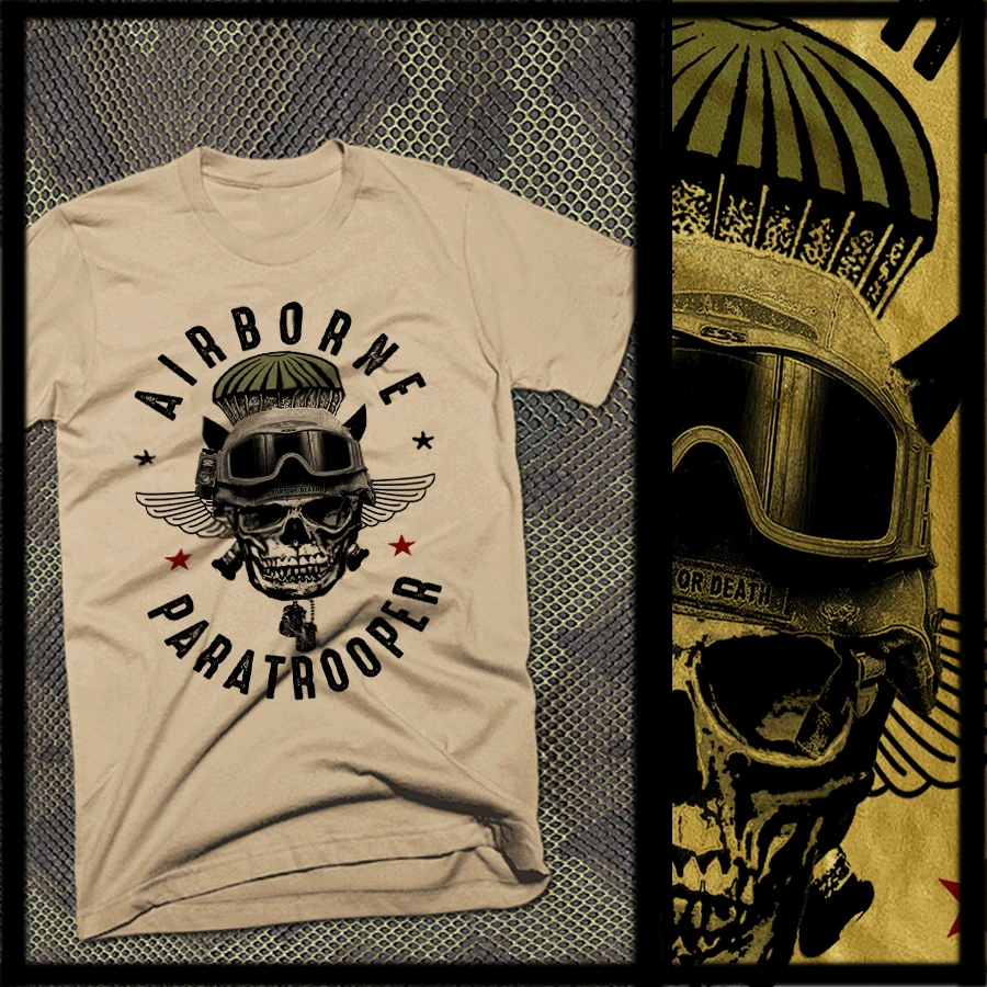 Airborne Paratrooper T-Shirt Special Forces Ranger Combat Jumpwings Parachute