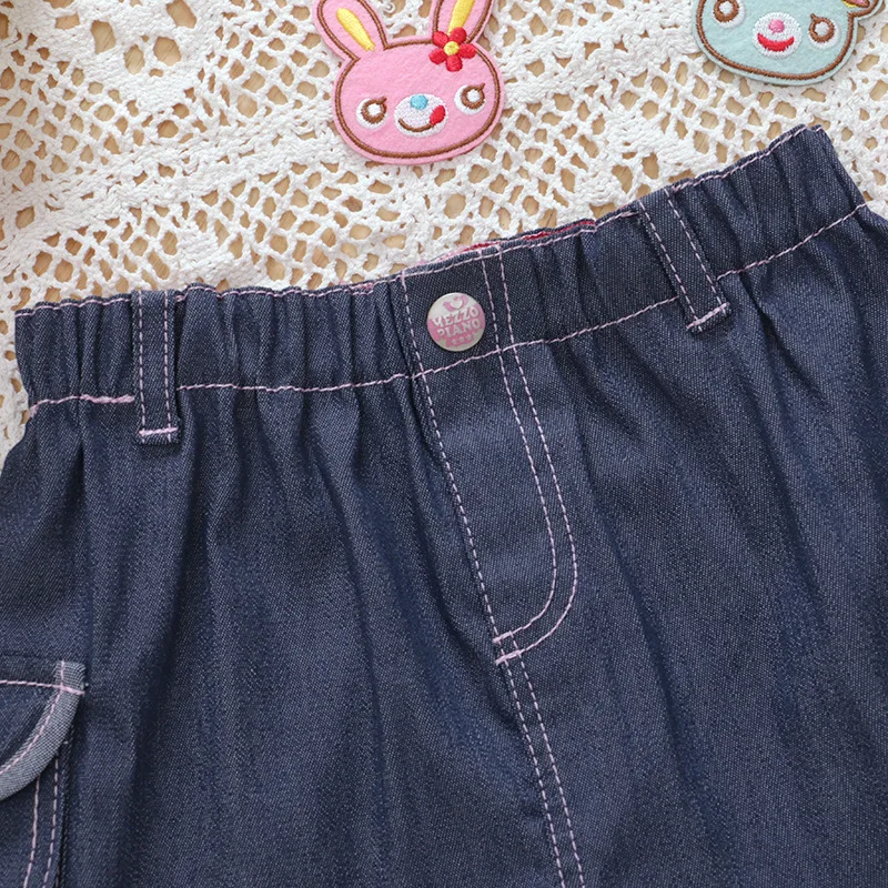 Pianist Girls Shorts Cartoon Cute Sweetheart Bunny Pocket Embroidery Lace Shorts Summer 2024