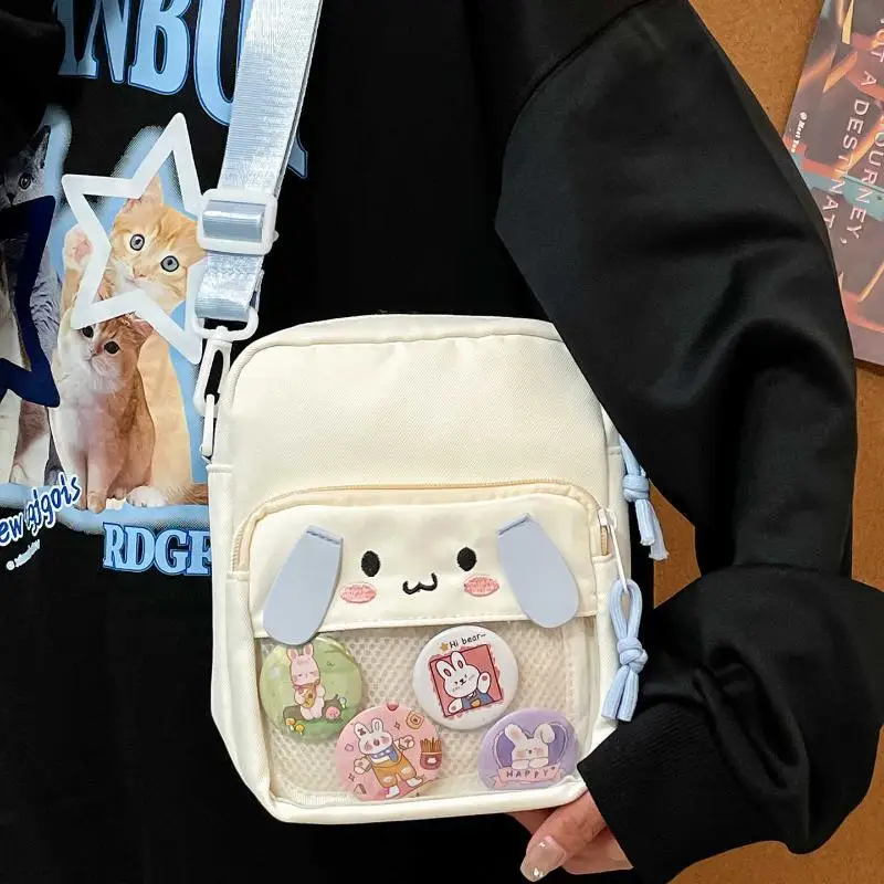 

HAEX Kawaii Mini Women Ita Bags 2025 Designer Cartoon Embroidered Crossbody Shoulder Bag Casual Nylon DIY Badge Bolso Mujer