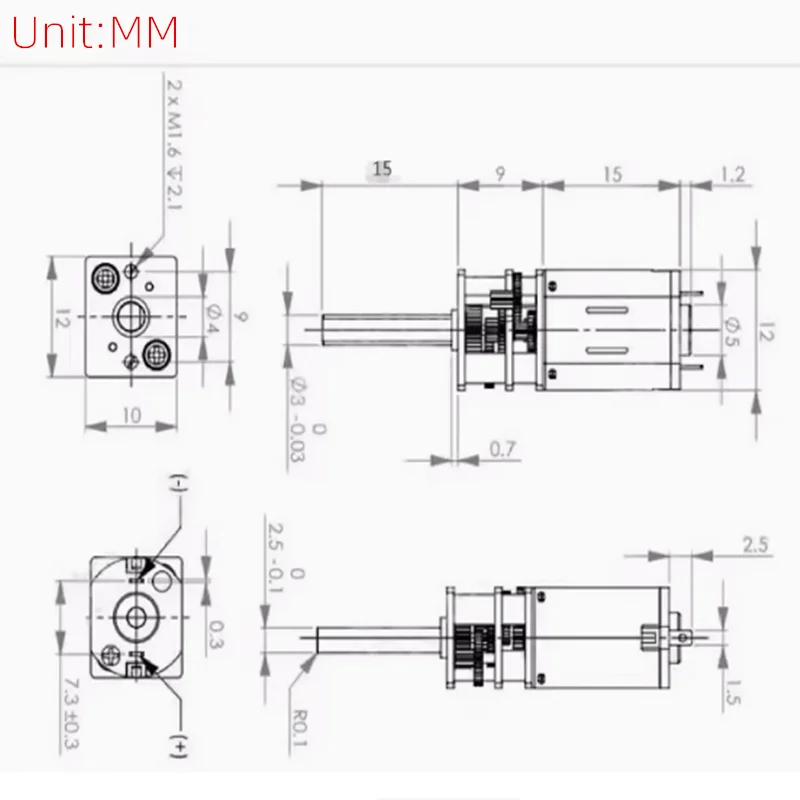 GA12-N20 Reductiemotor Slimme Auto 3 V/6 V/12 V Micro DC reductiemotor lage snelheid motor 15 RPM 30 RPM 50 RPM 60 RPM 100 RPM 200 RPM