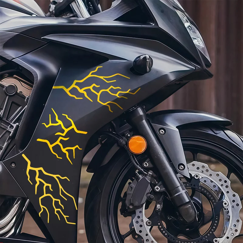 2D Flat 1Set Holographic Lightning Spark Waterproof Vinyl Stickers For Motorcycle Windshield Car Body Decor