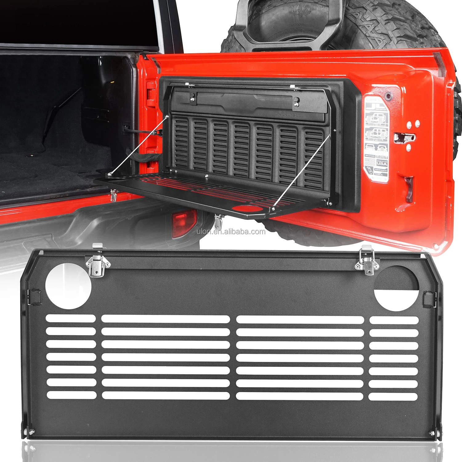 

Factory Price Tailgate Table Metal Storage Rack Foldable Rear Door Cargo Shelf Off Road Stand for Jeep Wrangler JL 2019-2023